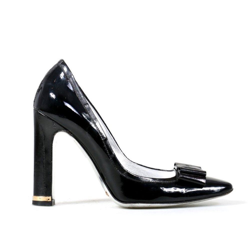 Black Dolce & Gabbana Ell Bow Patent Leather Square-toe Pump Heels - EU 36.5